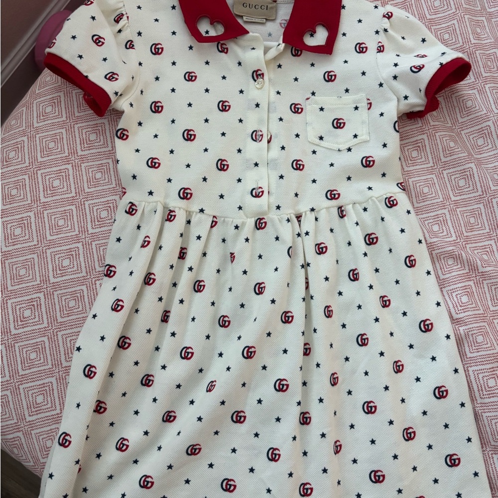 Gucci Kids White and Red Dress